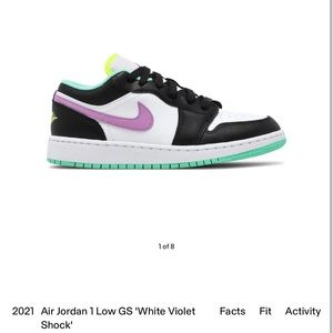 Air Jordan 1 Low GS White Violet Shock